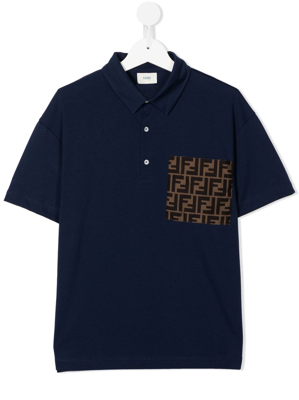 Fendi Kids' Logo-print Polo Shirt In Blue