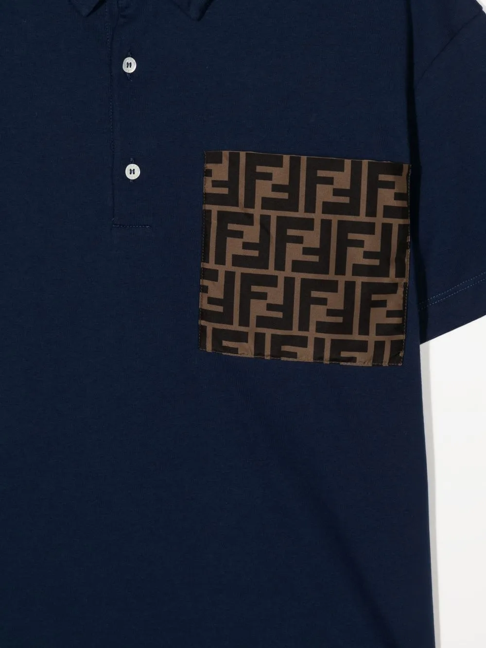 Fendi Kids Poloshirt met logoprint Blauw