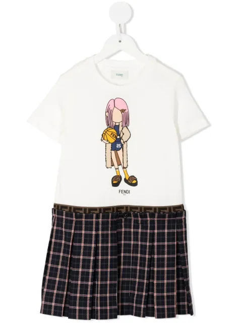 Fendi Kids vestido con estampado de ilustración
