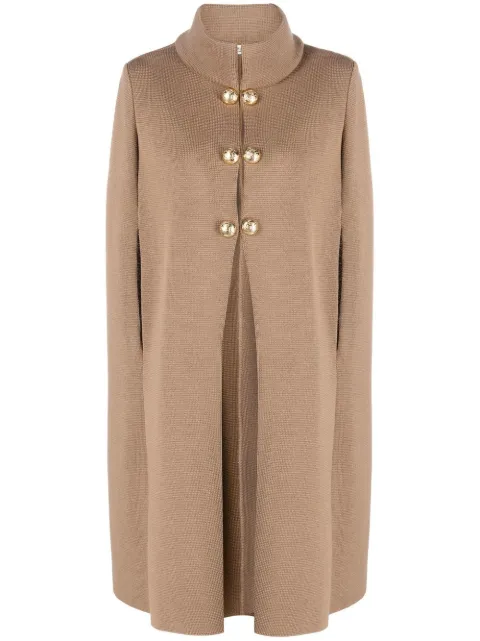 button-detail slit-sleeve cape