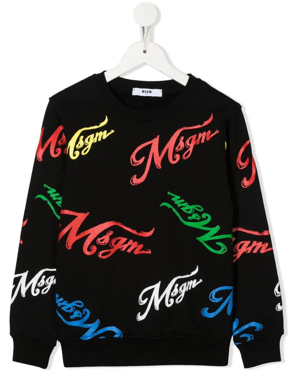 

MSGM Kids sudadera con aroíris y logo estampado - Negro