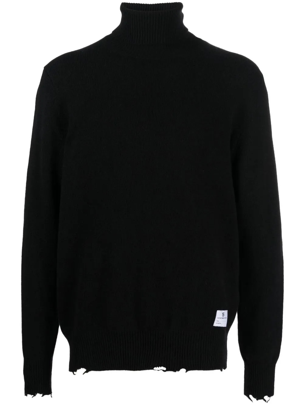 distressed roll-neck jumper