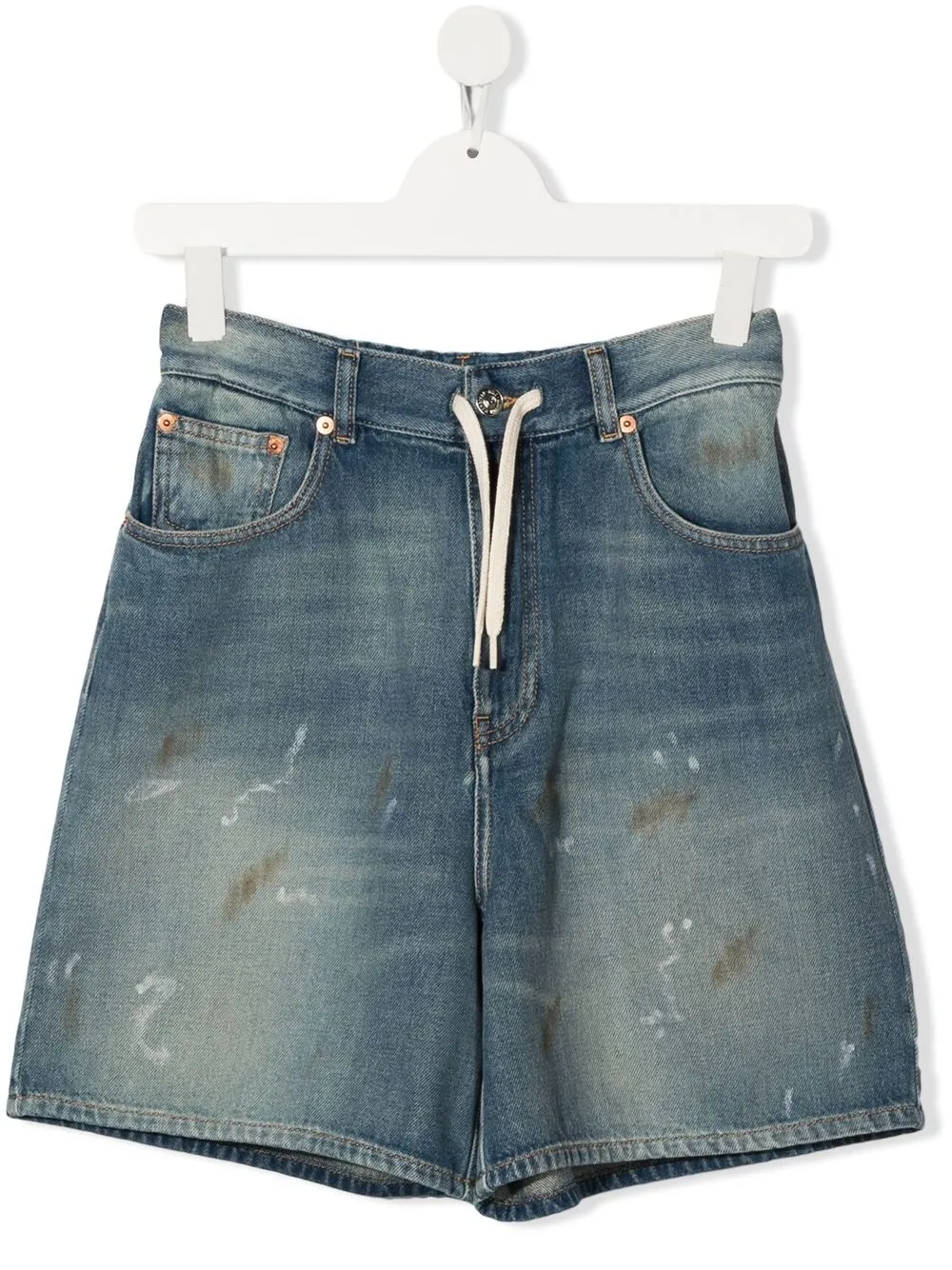 

MM6 Maison Margiela Kids shorts de mezclilla con efecto envejecido - Azul