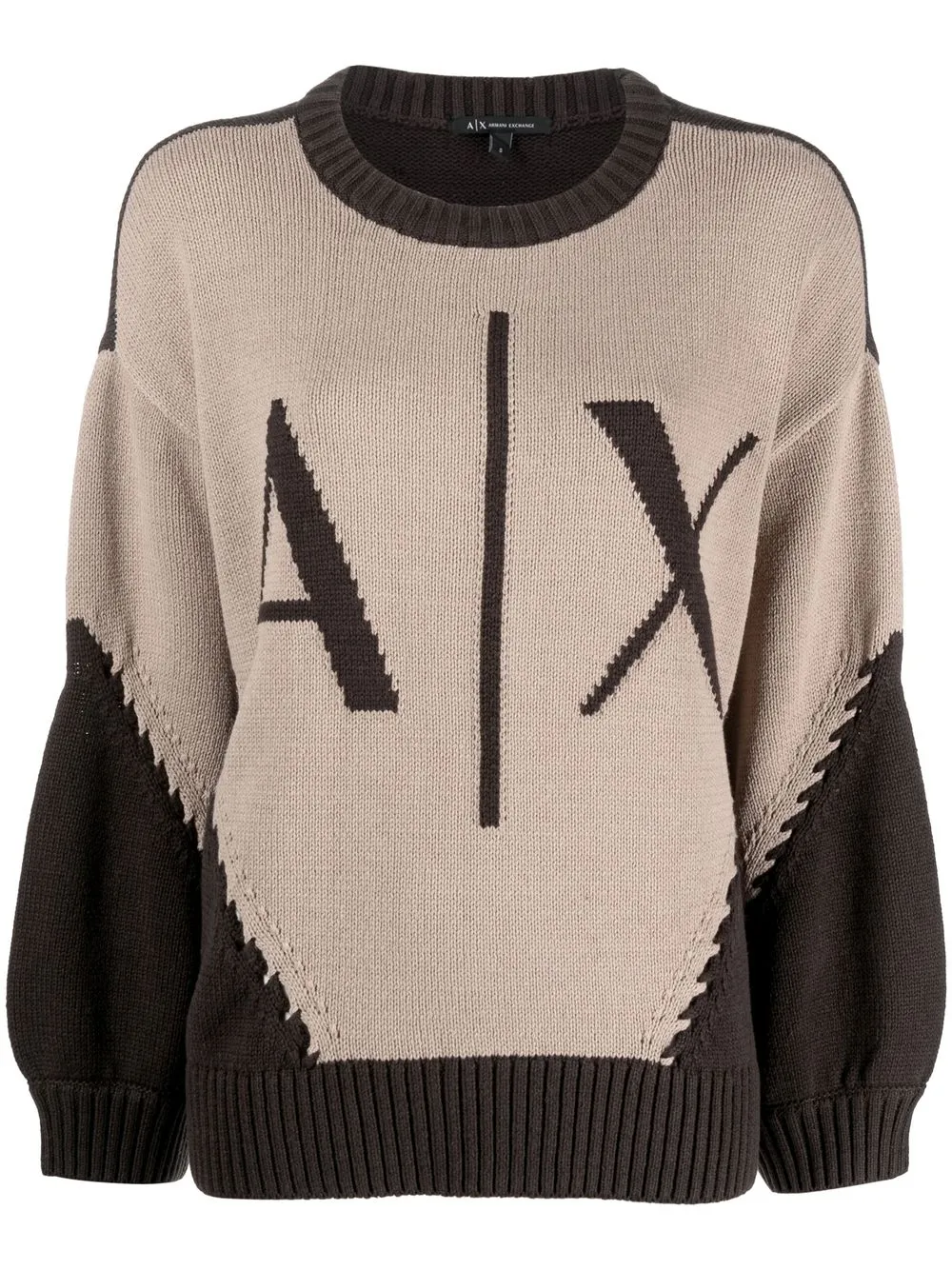 

Armani Exchange logo-print crew-neck jumper - Brown