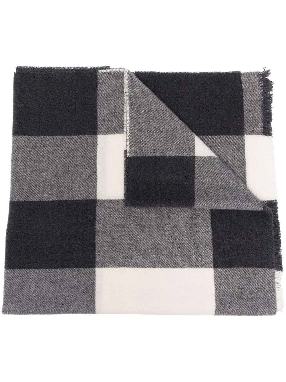 

Emporio Armani bold-check wool scarf - Grey