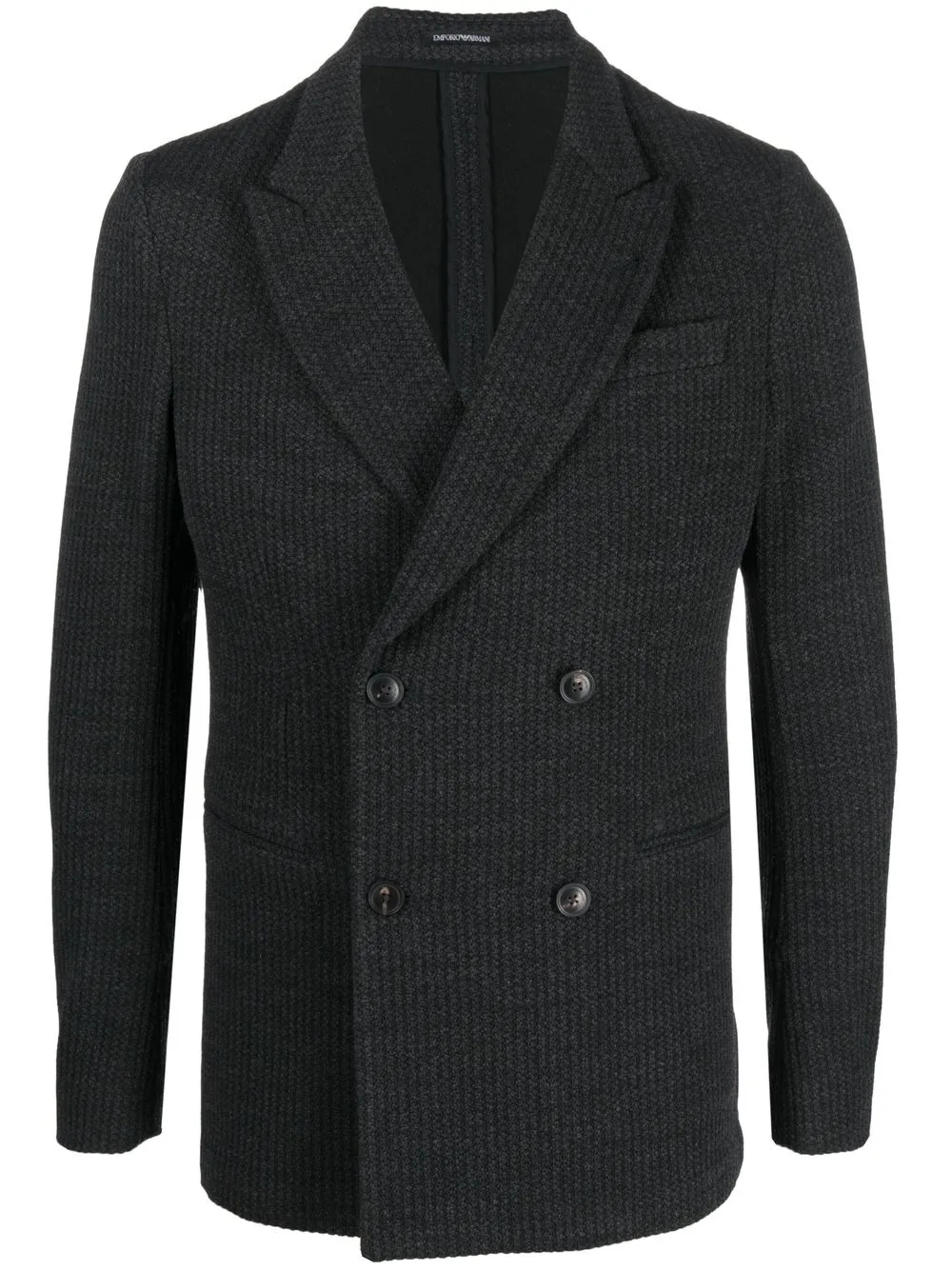 

Emporio Armani blazer tejido con doble botonadura - Gris