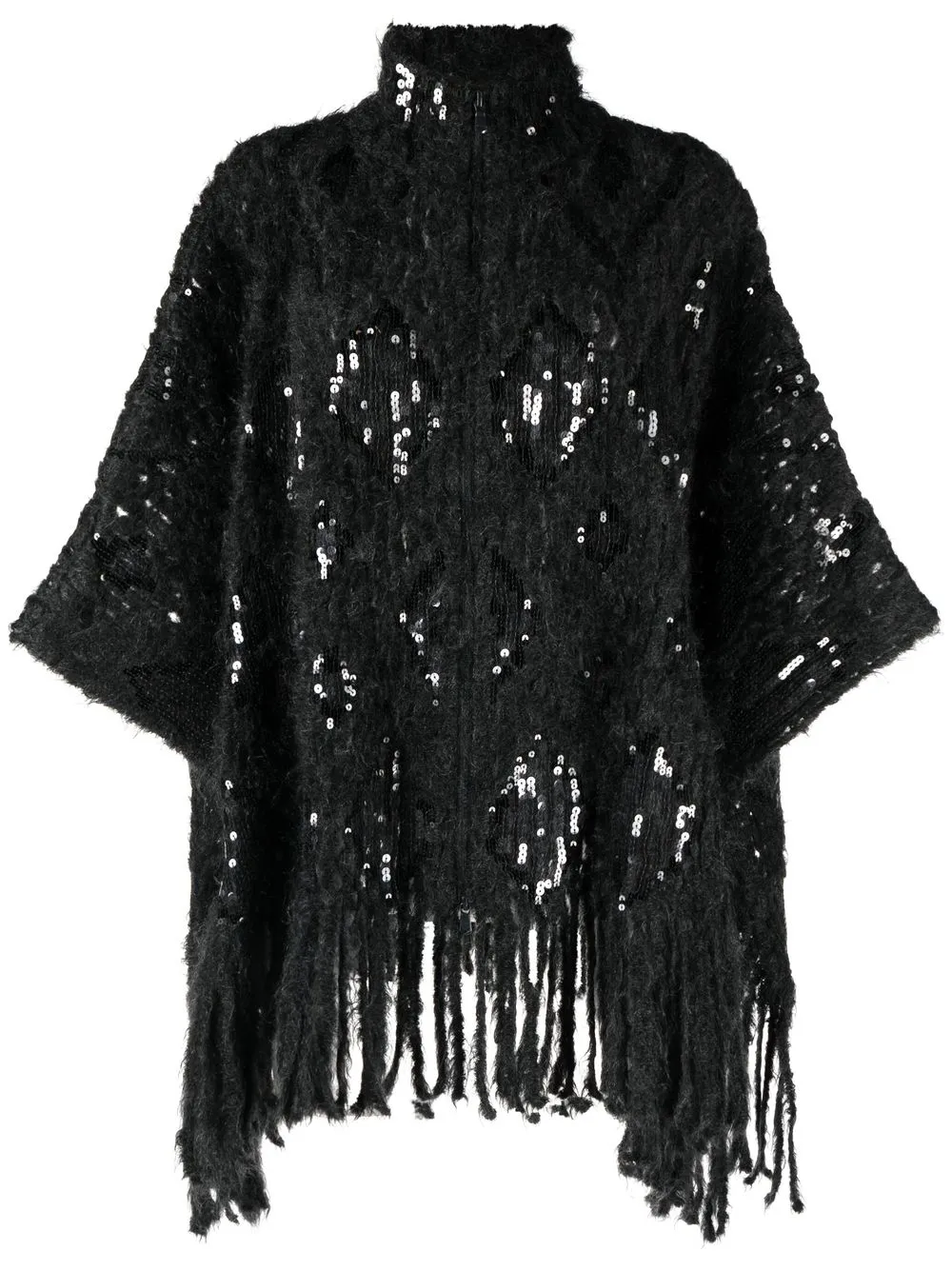 

Brunello Cucinelli knitted zip-up poncho - Grey