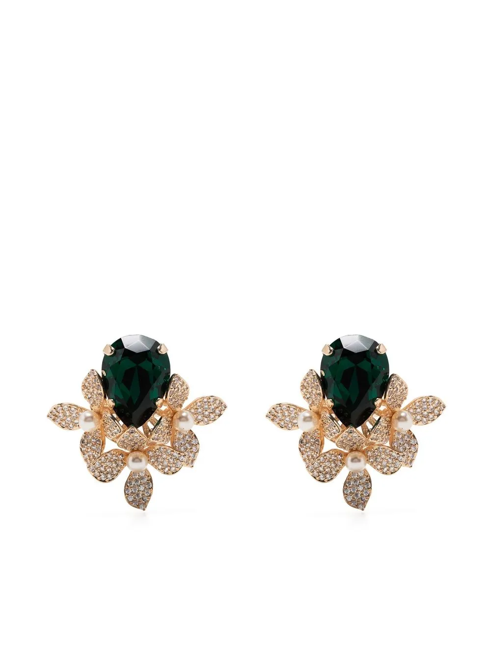 

Anton Heunis aretes con apliques de cristal - Verde