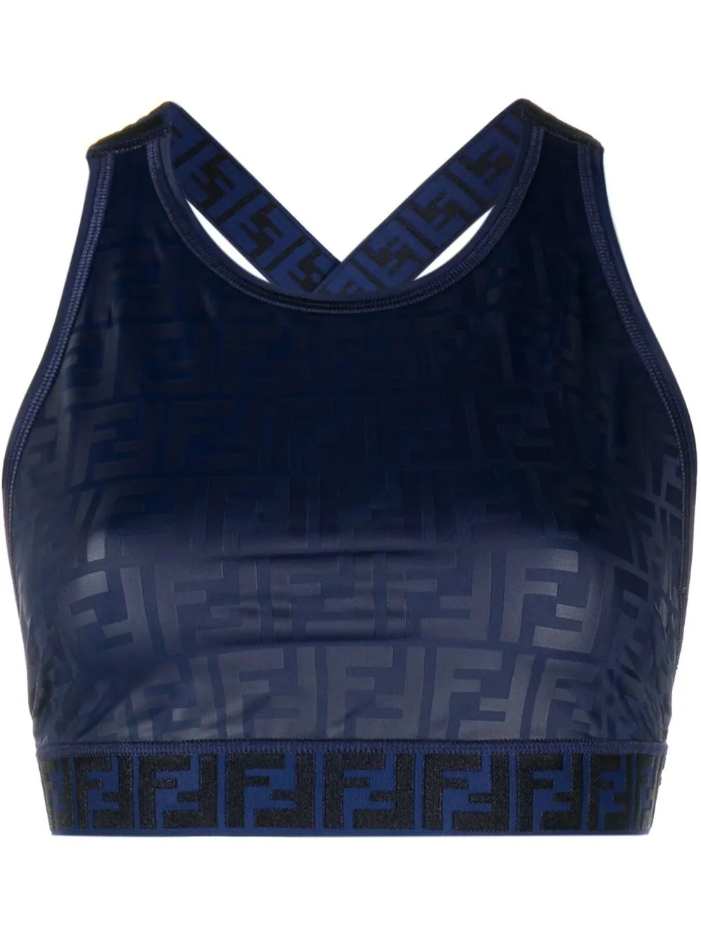 

Fendi cropped all-over logo print top - Blue