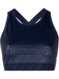FENDI cropped all-over logo print top - Blue