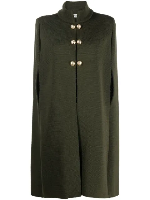 button-detail slit-sleeve cape