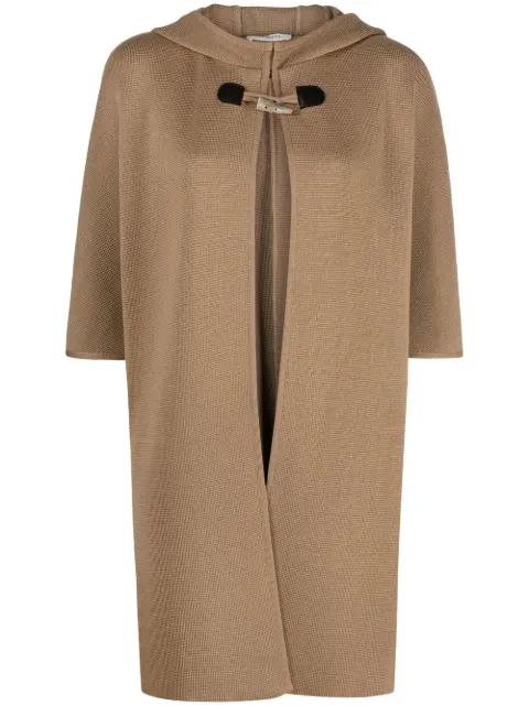 knitted toggle-fastening short-sleeve cape