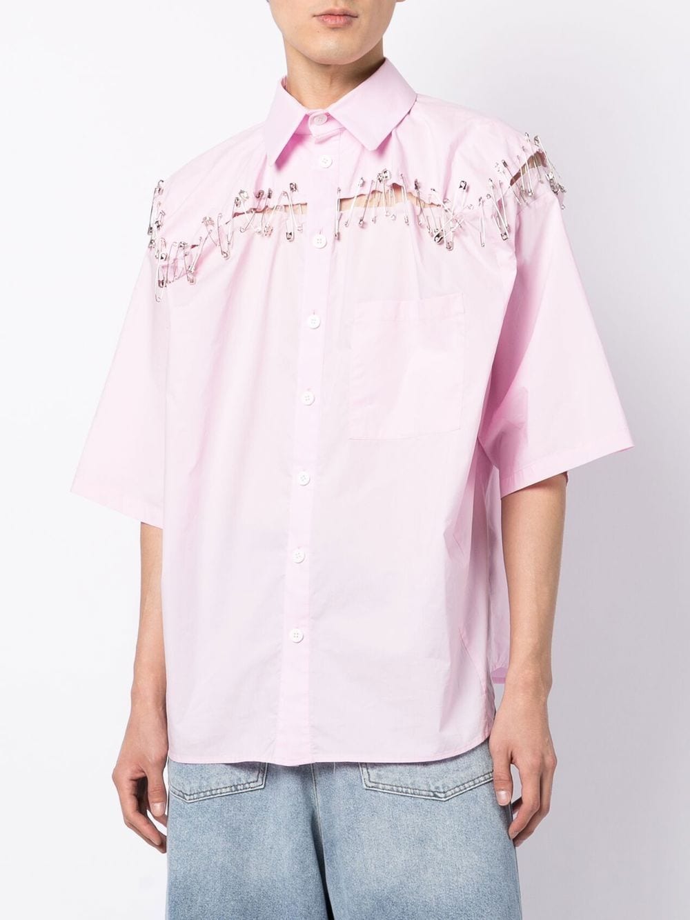 Shop Natasha Zinko Box Safety-pin Detail Shirt In Pink