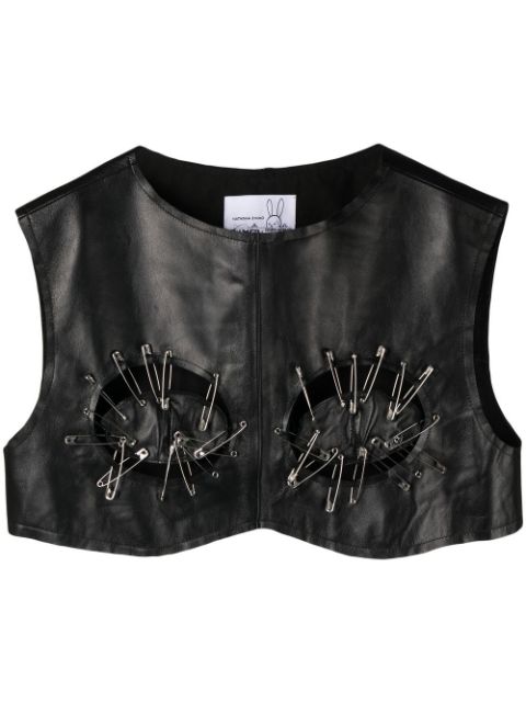 Natasha Zinko leather safety-pin-detail top