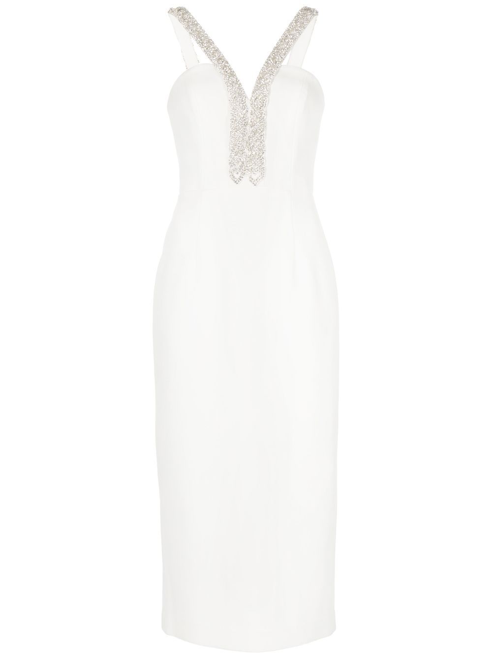 

Rebecca Vallance Grace crystal-strap midi dress - White