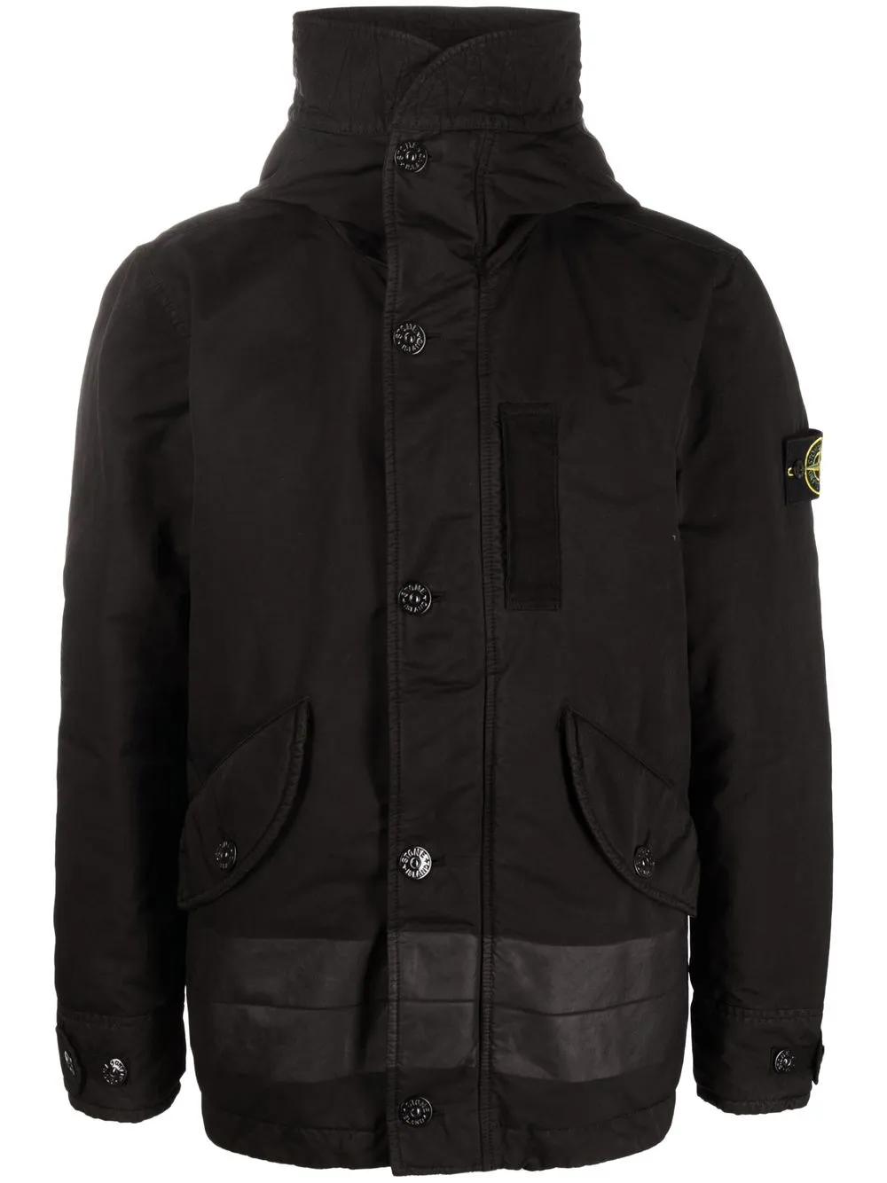 

Stone Island logo-patch padded coat - Black