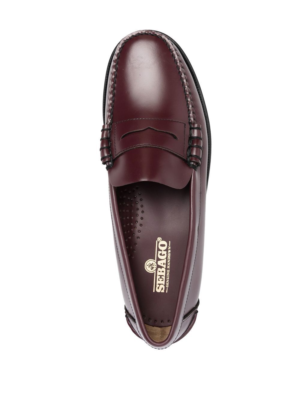 Shop Sebago Polished Leather Penny Loafers In Rot