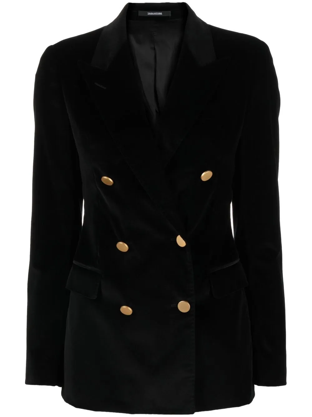 

Tagliatore blazer de terciopelo con doble botonadura - Negro