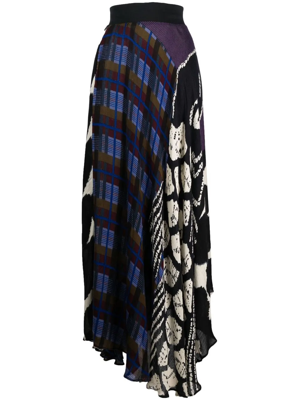 

Mes Demoiselles patchwork asymmetric midi skirt - Blue