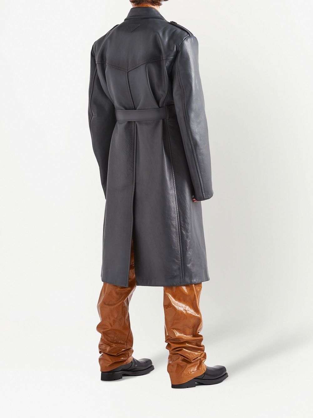 Prada leather 2025 trench coat