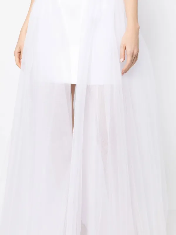 White tulle skirt outlet short front long back