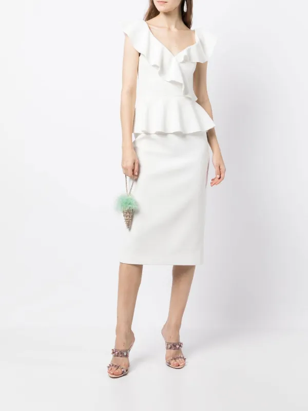 White bardot outlet peplum midi dress