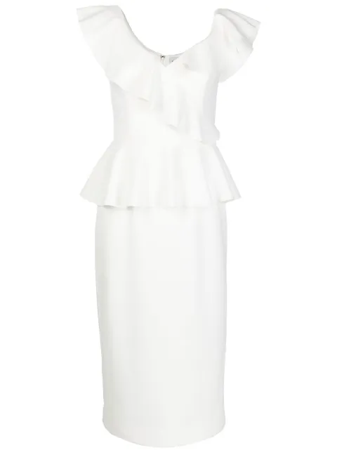 Rebecca Vallance vestido midi Grace con ribete de volantes