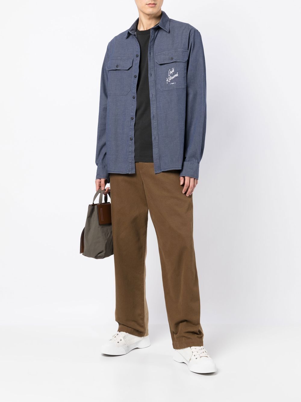 Maison Kitsuné Overhemd met geborduurd logo - Blauw