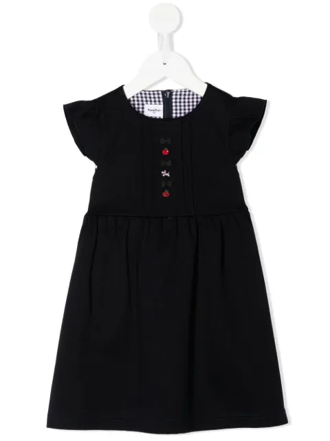 familiar embroidered-motif cap-sleeve dress 