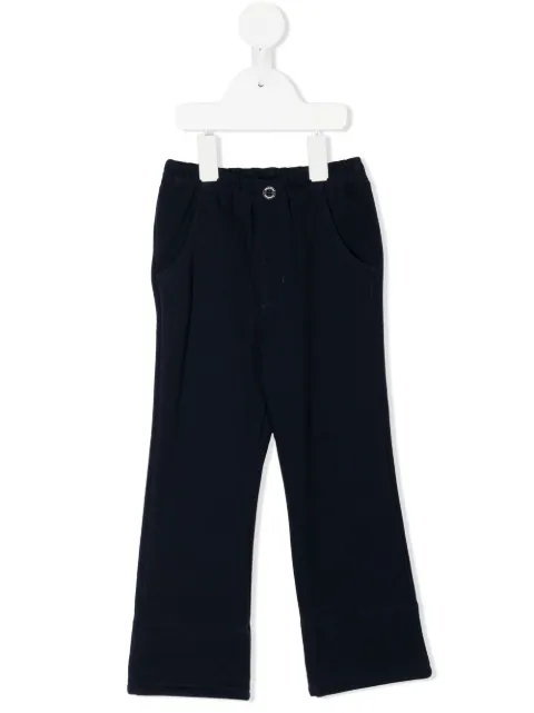 familiar elasticated-waist straight-leg trousers 