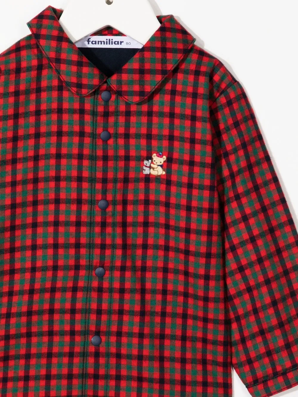  Familiar Gingham-check Panelled Shirt - Red 