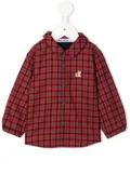 familiar gingham-check panelled shirt - Red