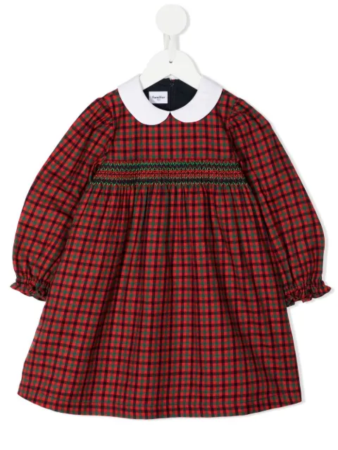 familiar check-print long-sleeve dress 