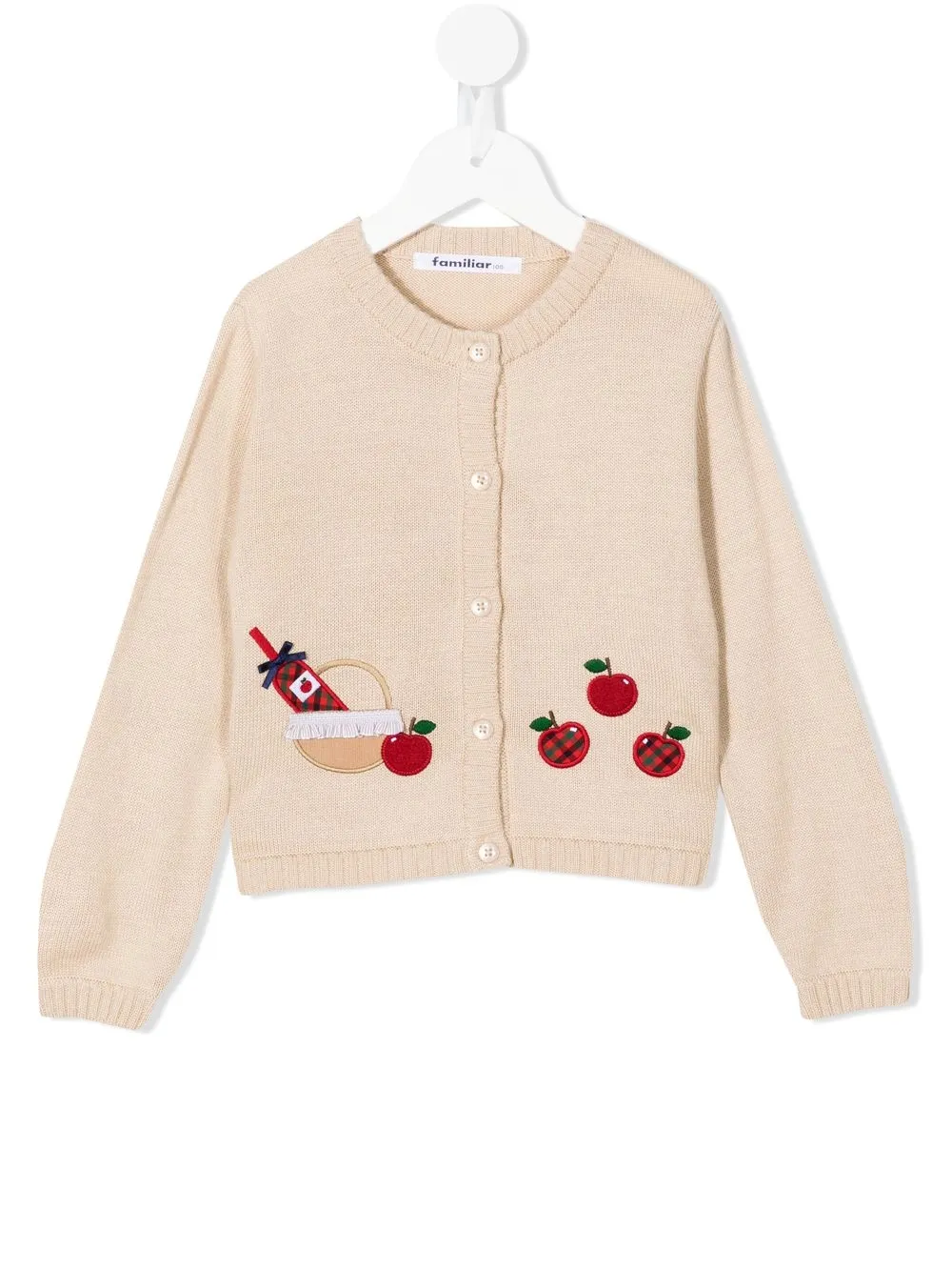 Familiar appliqué-detail knitted cardigan - Brown
