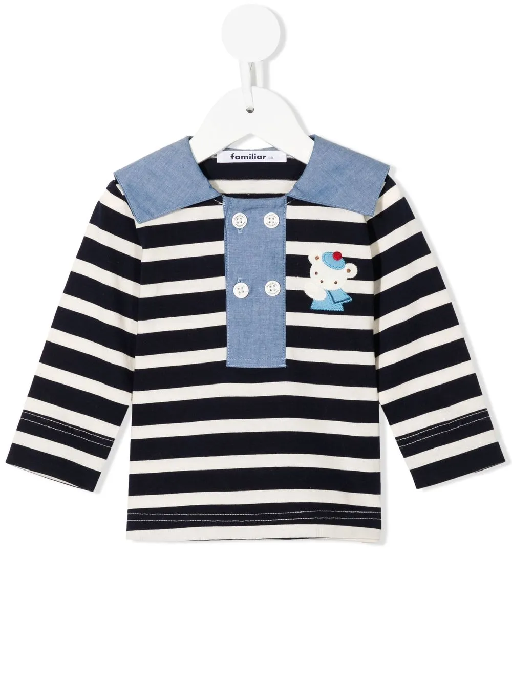 

Familiar stripe-pattern long-sleeve top - Blue