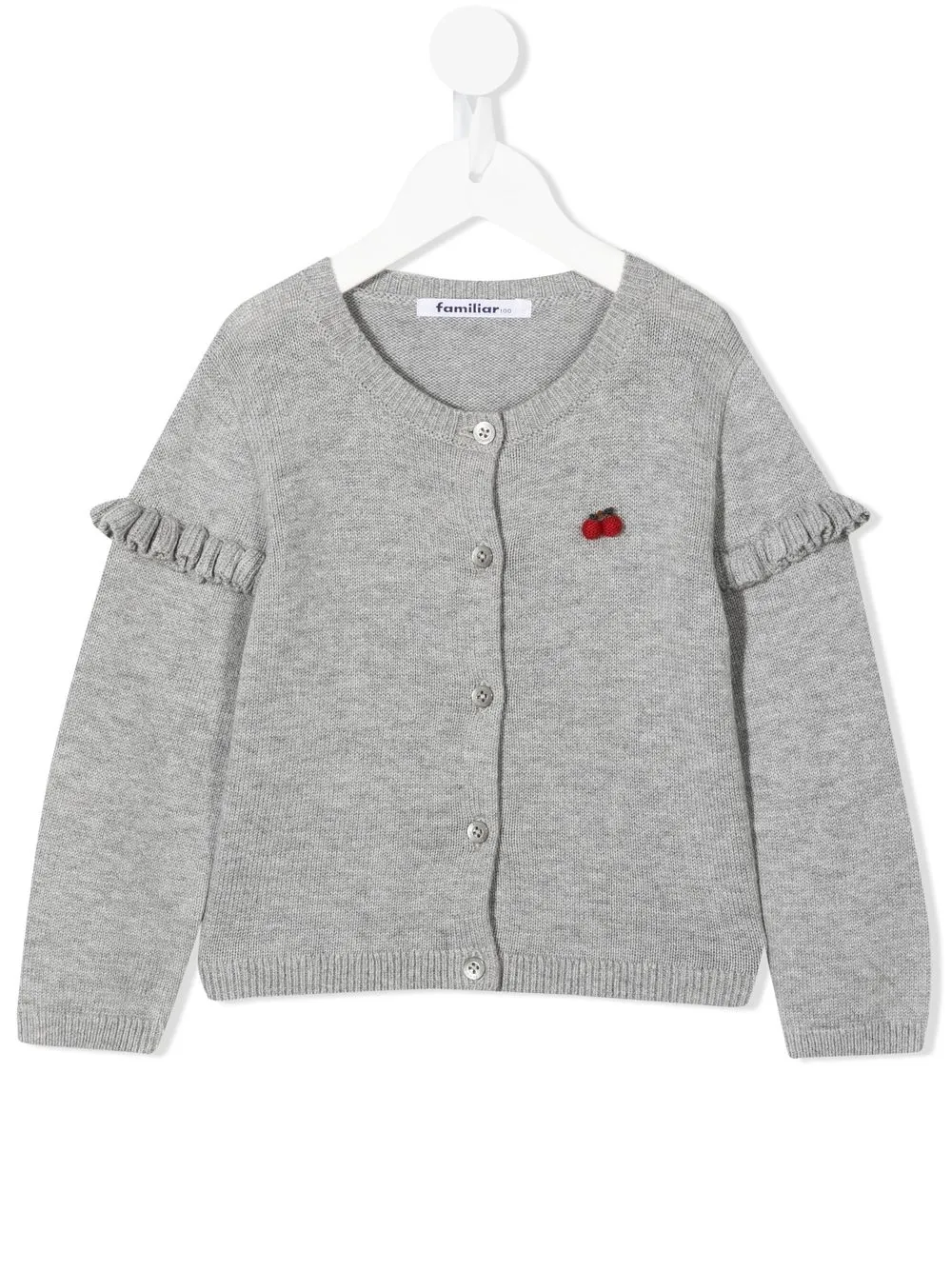 

Familiar embroidered-detail button-up cardigan - Grey