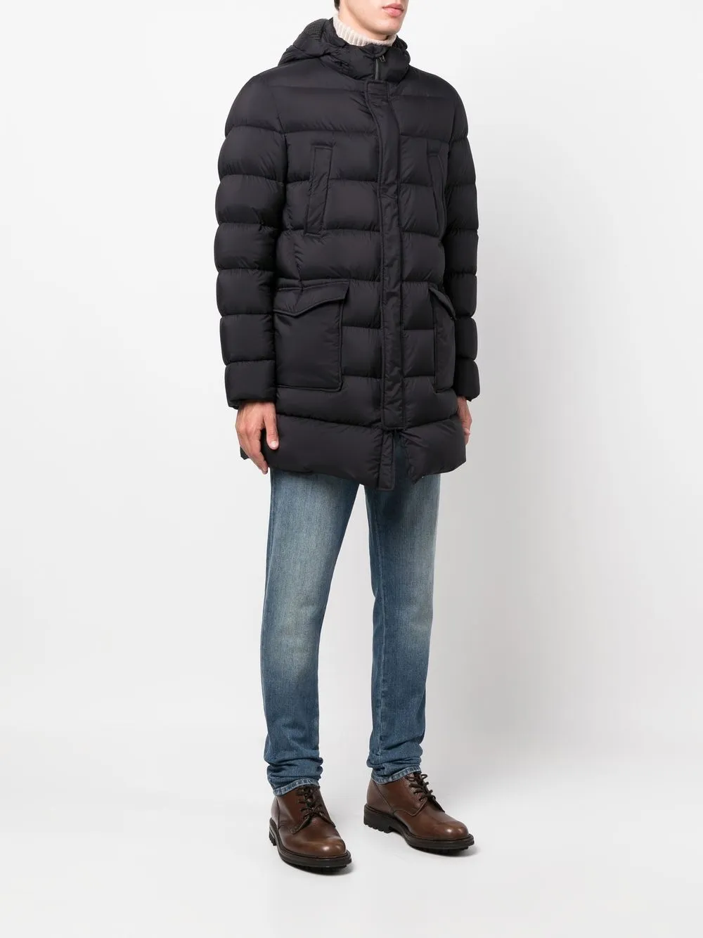 Herno Padded Hooded Down Coat - Blue 