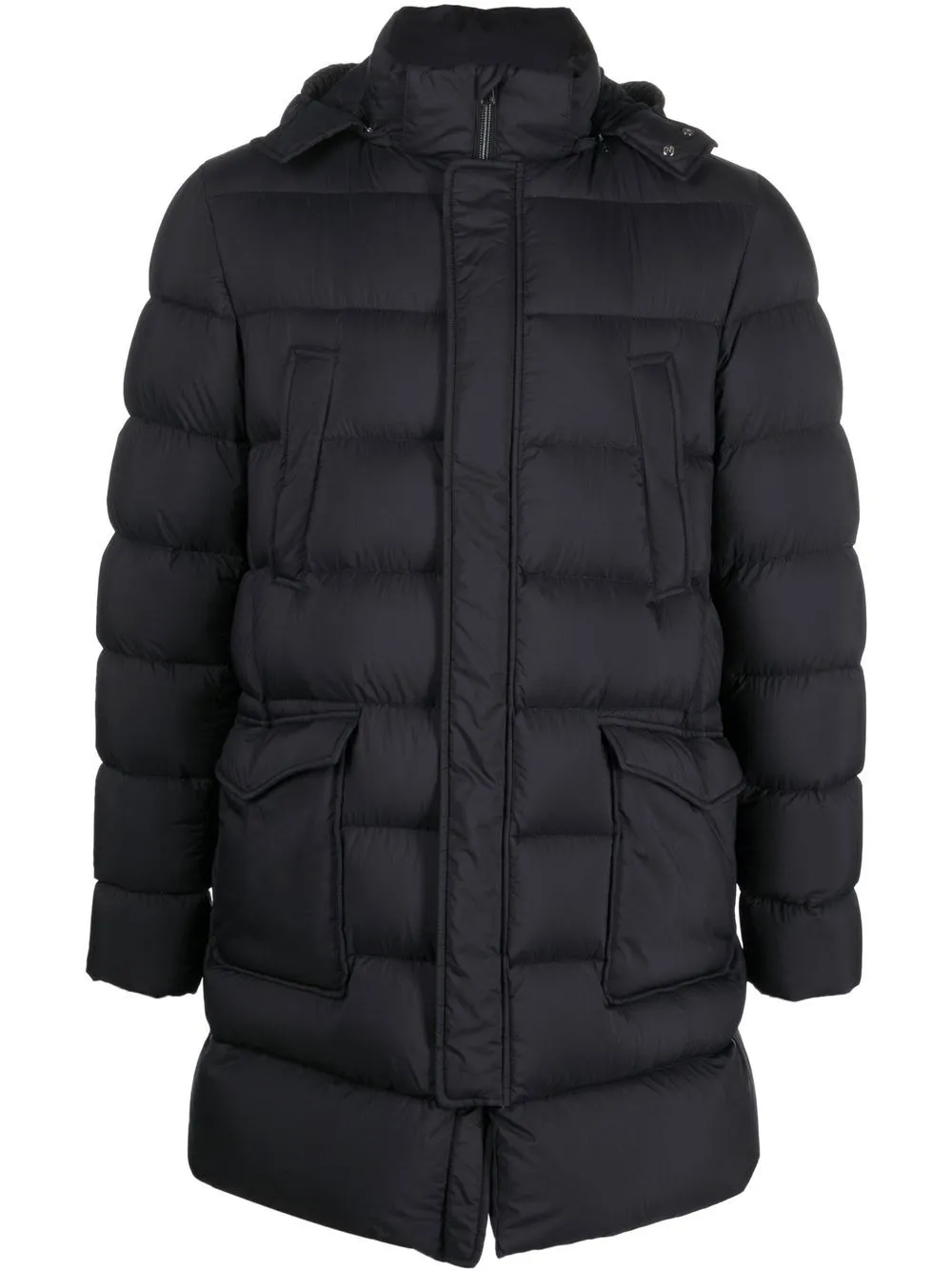 Herno Padded Hooded Down Jacket In Blue