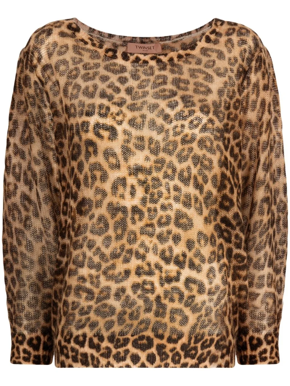

TWINSET suéter de tejido fino con estampado de leopardo - Marrón