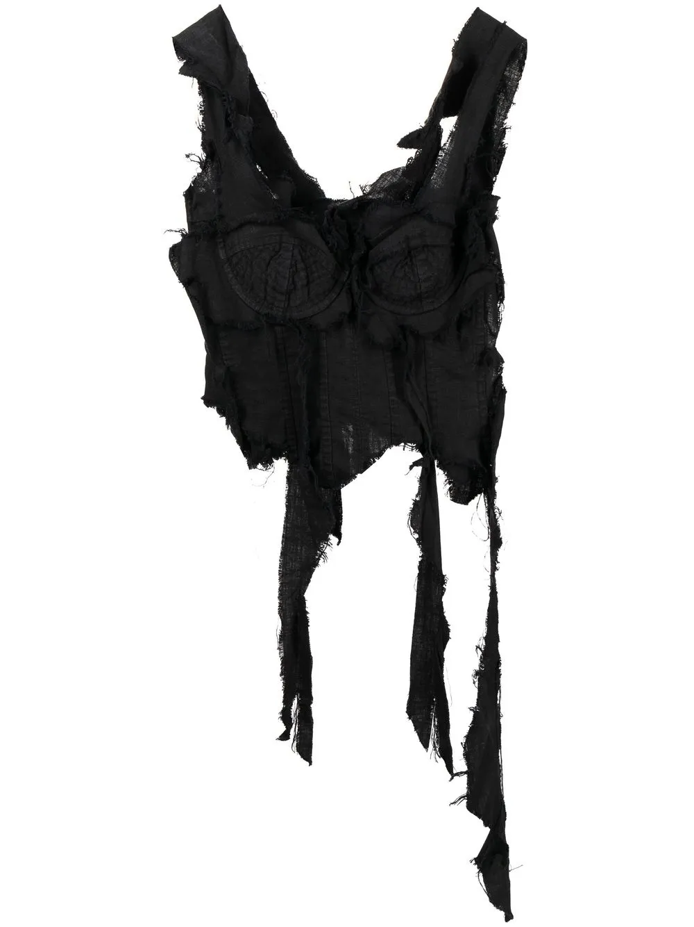 

Natasha Zinko distressed-effect corset top - Black