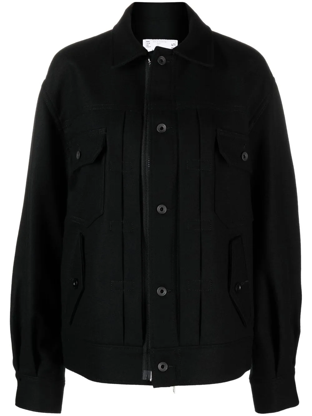 

sacai patch-pocket wool jacket - Black