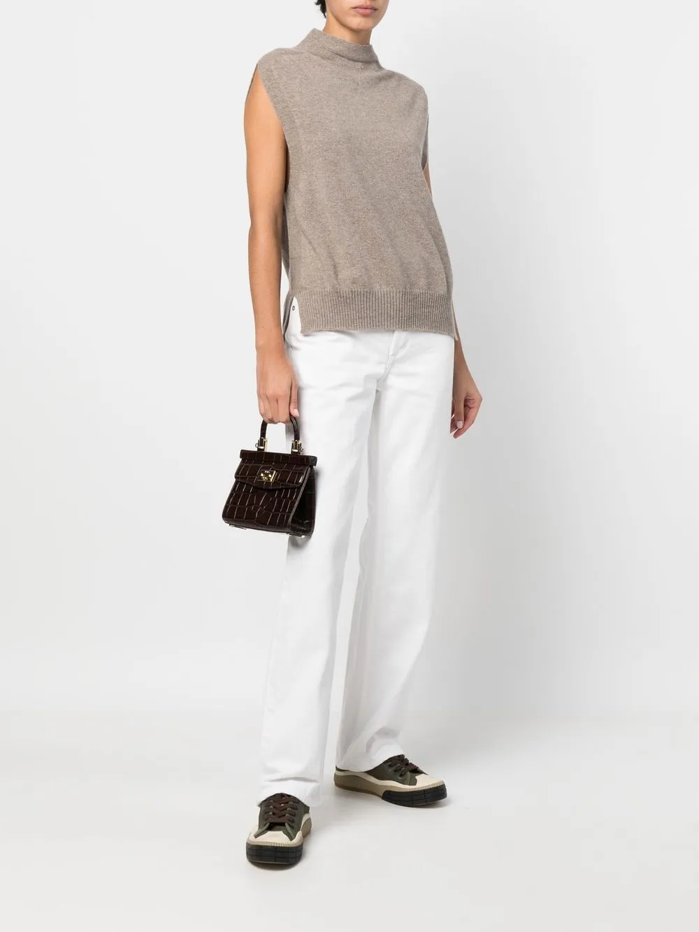 Lorena Antoniazzi Mouwloze top - Beige