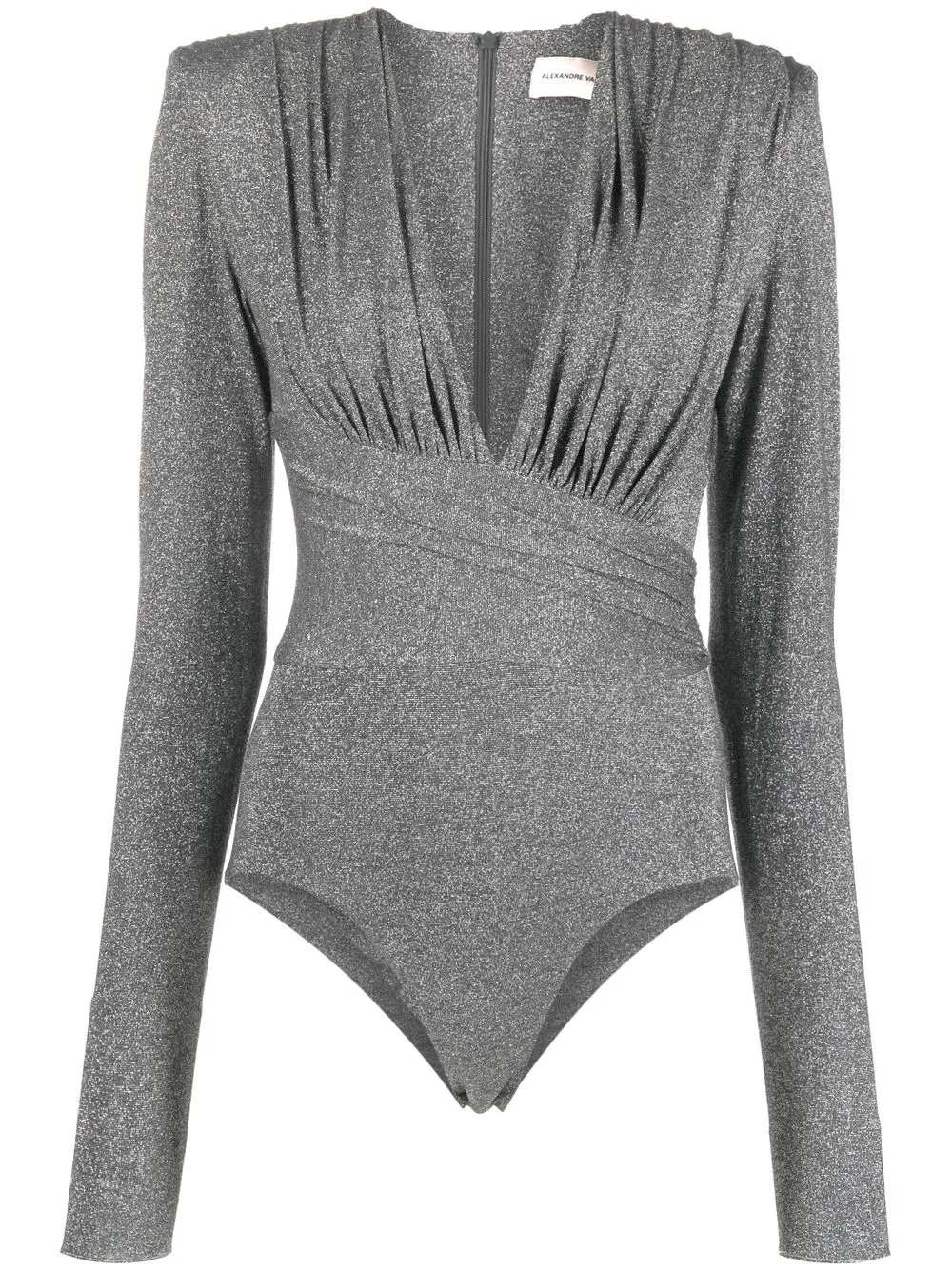 Alexandre Vauthier blusa con cuello en V y glitter - Plateado