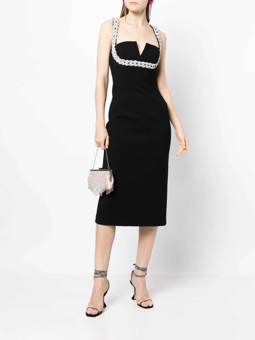 rebecca vallance calla v wire midi dress