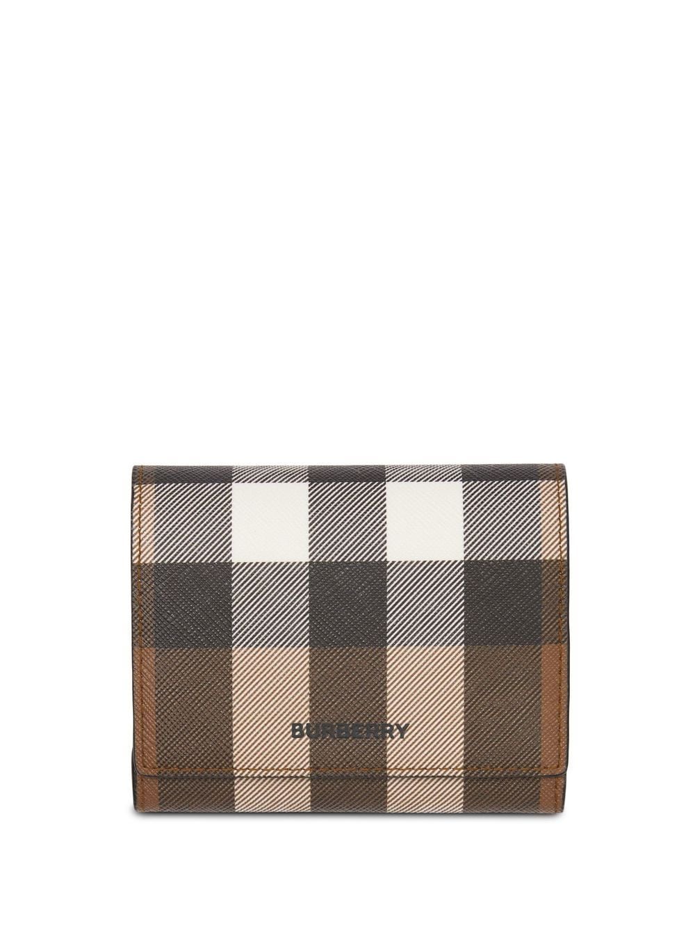 Burberry Check Folding Wallet In Brown
