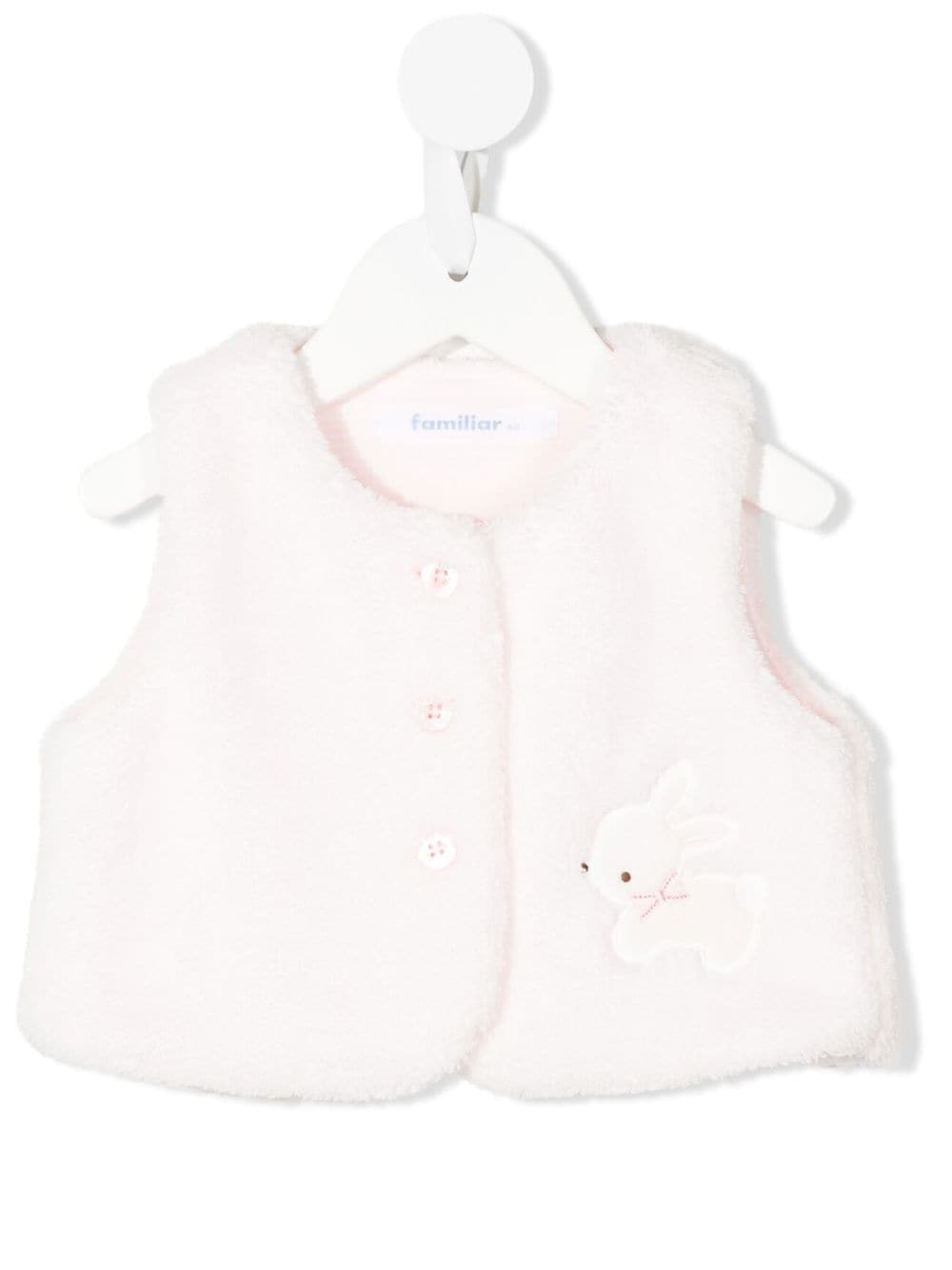 Familiar Babies' Rabbit-patch Sleeveless Waistcoat In Pink