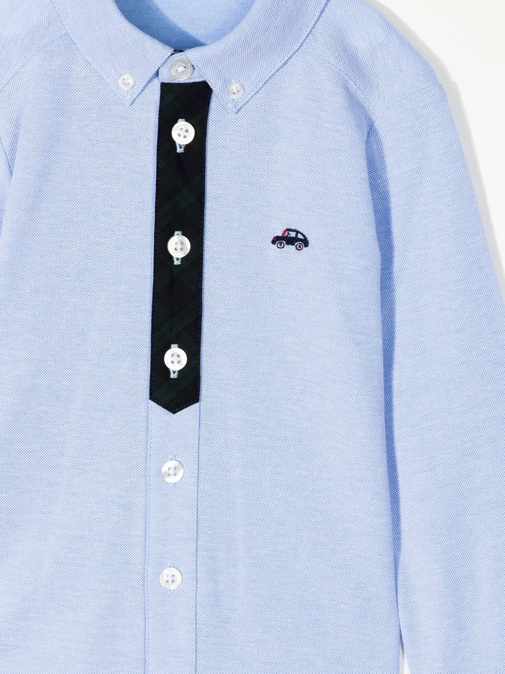  Familiar Long-sleeve Polo Shirt - Blue 