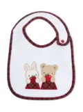 familiar animals-print contrast-trimmed bib - White