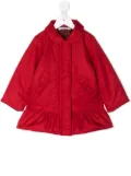 familiar ruffle-detail padded coat - Red
