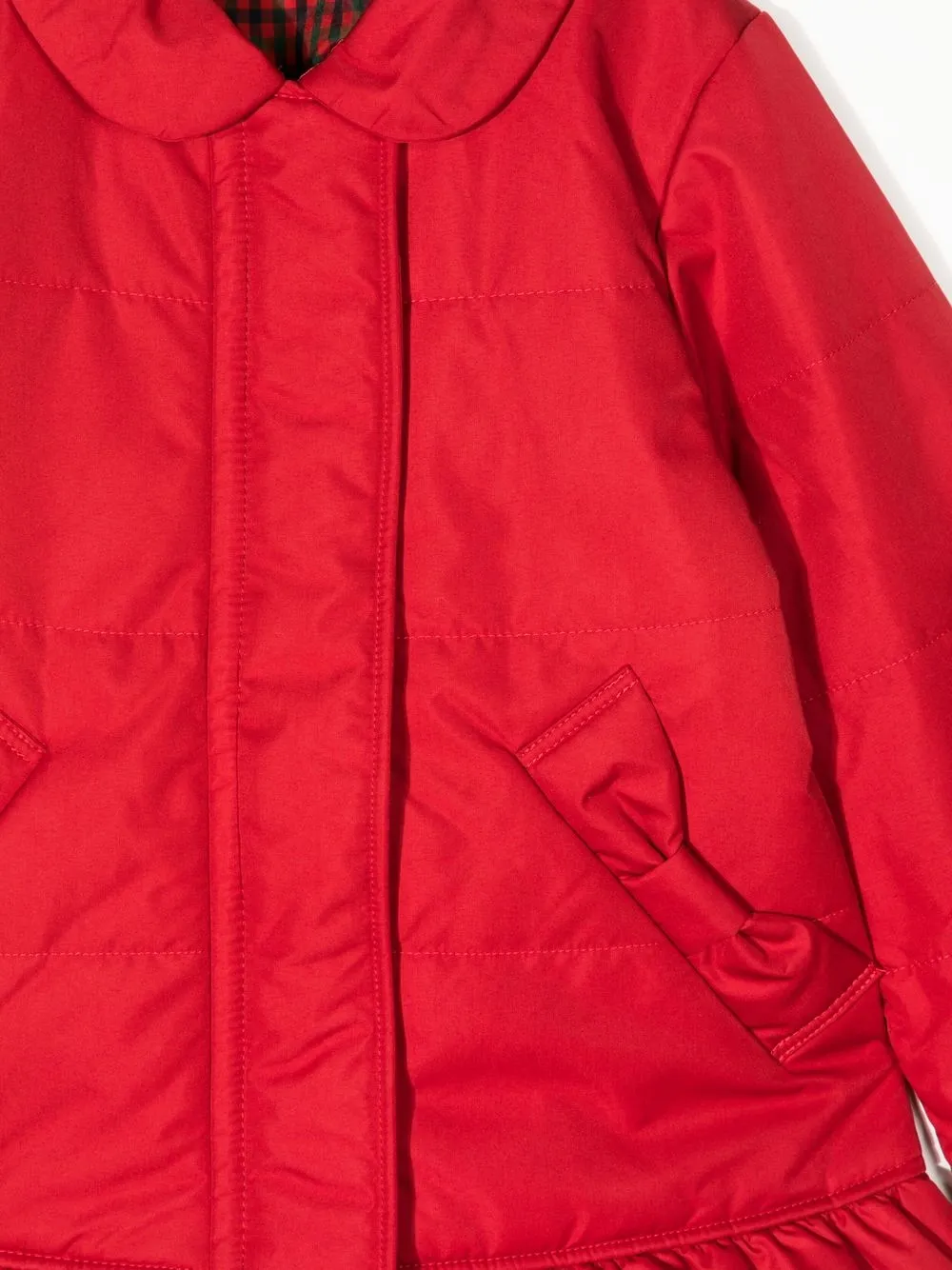 Familiar Ruffle-detail Padded Coat In Red